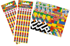 Party Bag Fillers 12 x Colouring Puzzle Books & 12 x Pencils Brick
