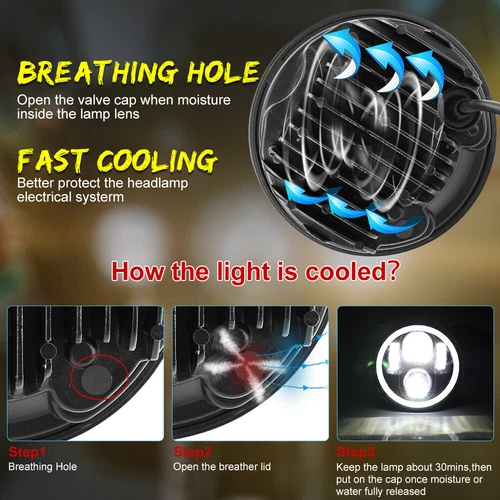 4pc 5.75" LED Headlights High Low Halo DRL H5001 H5006 For Buick Electra Wildcat - Picture 7 of 21