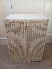 Retro Vintage white Lloyd Loom Laundry Basket 