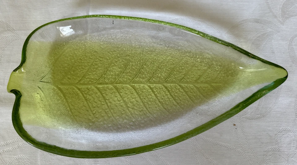 Joska Crystall Glasschale Blattform Obst-Desert Deko-Schale Glas Blatt grün 24cm