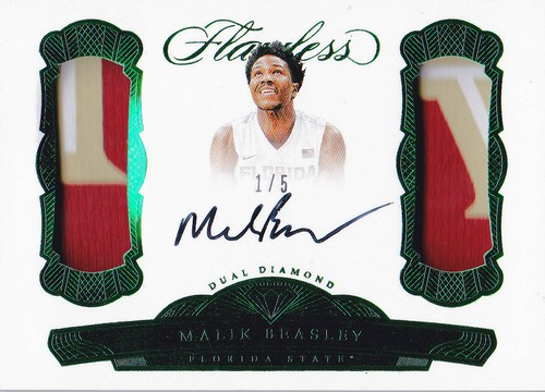 malik beasley 2017 panini flawless rc emerald dual patch