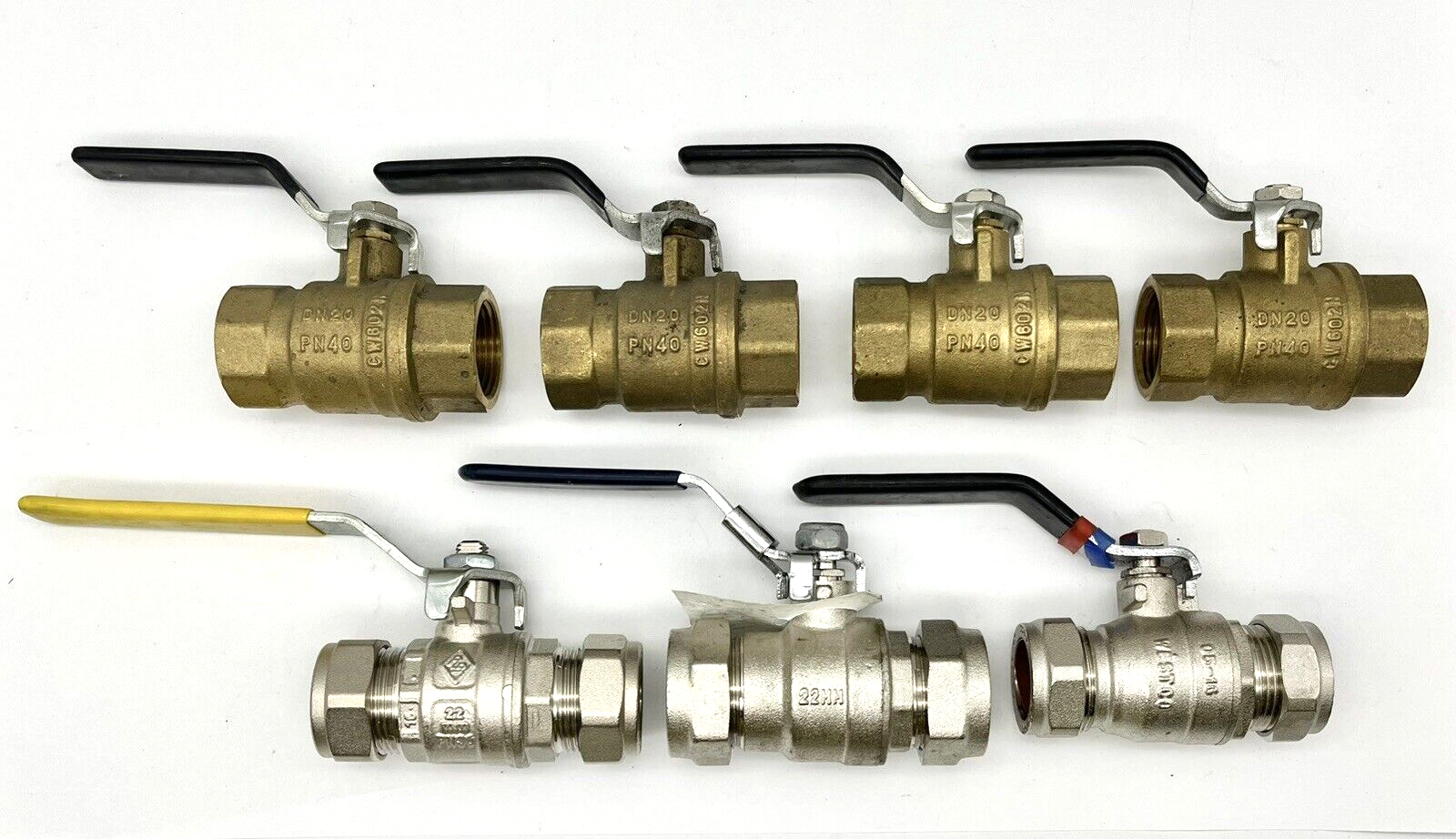 7 x Center Brand Boss 22mm & 3/4"" BSP female brass compression ball valve joblot