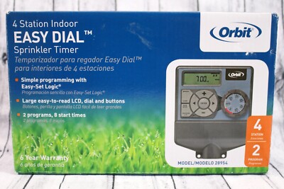 Orbit 28954 4 Station 2 Program Indoor Easy Dial Sprinkler Timer System NOB
