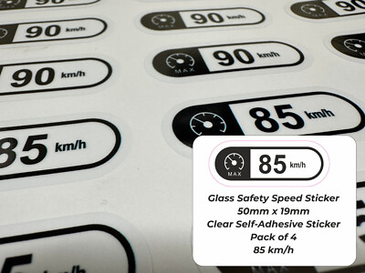 85 km/h Glass Speed Safety Clear Stickers- Pack of 4 - Car Van Truck ...