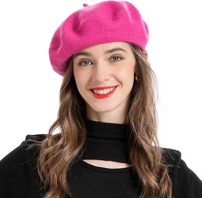 ZLYC Wool French Beret Hat Solid Color Cap for Women One  display picture 1