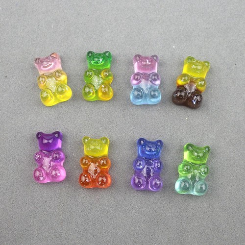 20 Pcs Gradient Color Resin Gummy Bear Flatback Cabachons Charm 18mm 0.71" - Picture 10 of 13