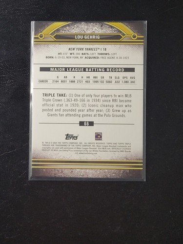 2024 Topps Triple Threads #66 Lou Gehrig Yankees - Imagen 2 de 2
