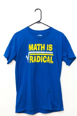 Math is Radical Shirt Men's Size Medium Solid Threads Blue Yellow 100% Cotton