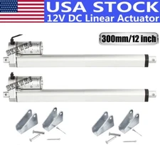 Set of 2 12" Stroke Linear Actuator &Brackets Heavy Duty 330lbs 12V DC Motor Car