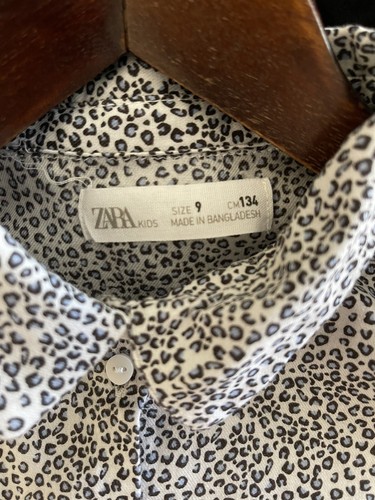 Zara Kids Girl’s Leopard Print Long Sleeve Collar Button Shirt Size 9 - Picture 5 of 6