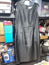 Le Suit Sheath Dress Women's 6 Black Office Wear Round Neck Back Slit Sleeveless