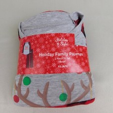 Happy Holidays Kids Plaid Reindeer Christmas Pajama Set - Boys 4-5 XS 8909