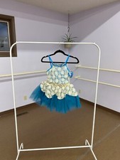 Girl's Dance Costume, Curtain Call, Child's X-Large, Teal/Ivory, New
