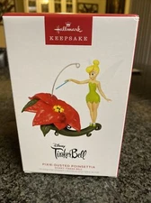 New ~ 2023 Hallmark Keepsake Disney Tinker Bell Pixie Dusted Poinsettia Ornament
