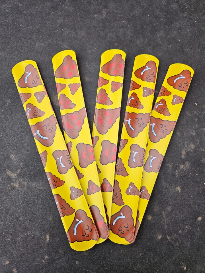 5x Pila de caca emoji banda de bofetada pulsera a presión bolsas de fiesta rellenos botín juguetes de regalo Foto 2 de 4