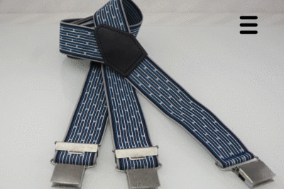 Hosenträger Streifen Minirechteck - Blau / Türkis / Grau - Handgemacht - Germany