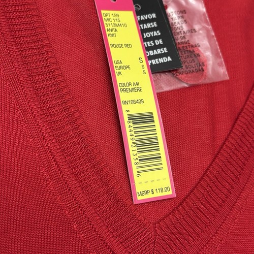 Catherine Malandrino Women’s Christmas Red Pullover Blouse V-neck Plus Size S - Picture 8 of 12