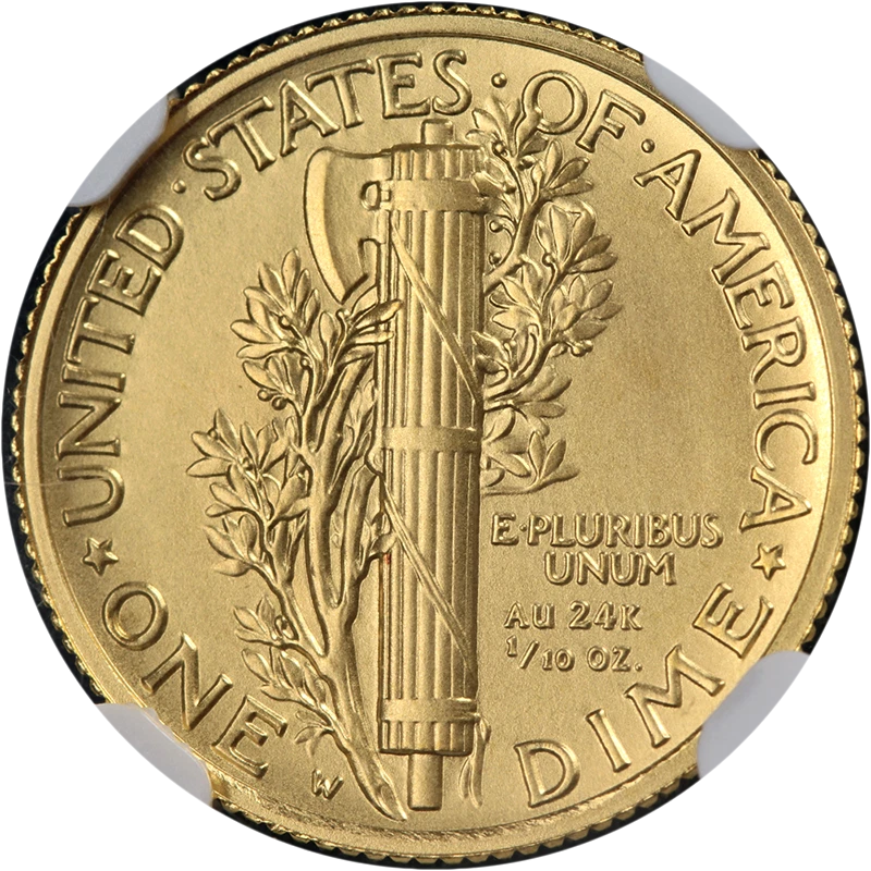 2016-W Gold Centennial Mercury Dime NGC SP70 1/10 oz 24k - Image 2 of 4