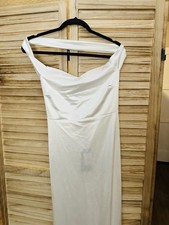 Fashion Nova Down The Isle Satin Maxi Satin Wedding Dress White Sleeveless M