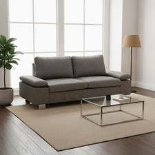 Divano 2 Posti Moderno in PU, Legno e Metallo 200x88x86 cm Grigio DecHome