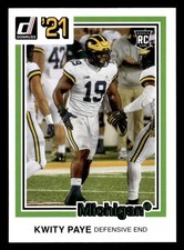Kwity Paye 2021 Panini Chronicles Donruss Draft Picks Card #30 Michigan