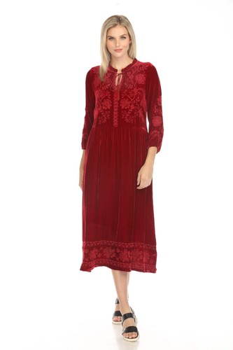 Johnny Was JWLA Nyomi Velvet Midi Field Dress J34624 * - Picture 6 of 22