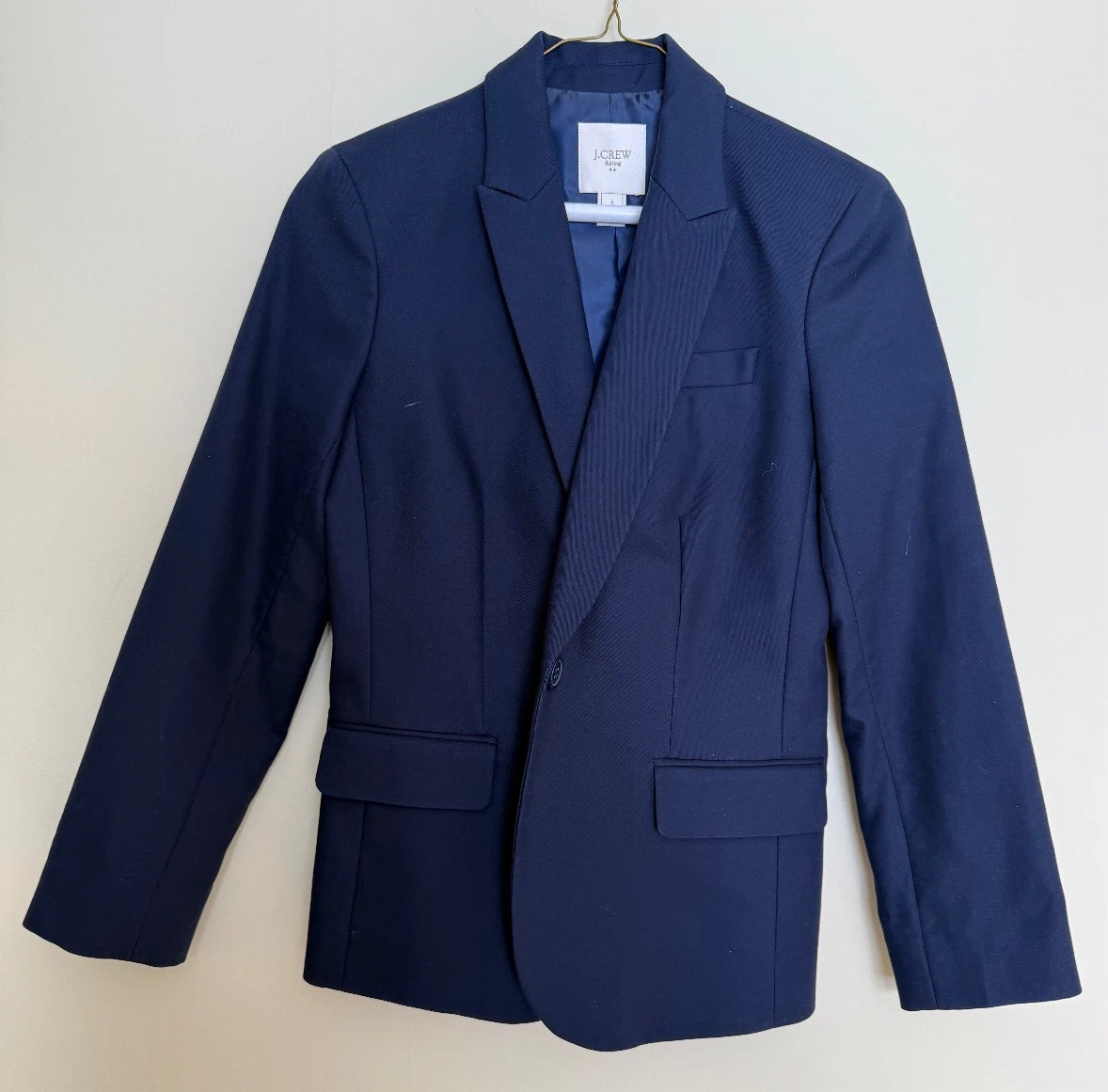 Blazer J.Crew Bleu Rayé - 100% Coton, Taille 0 - Doublé - Occasion Très Bon état