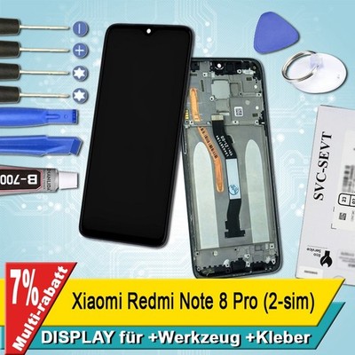 Display Für Xiaomi Redmi Note 8Pro 2-Sim Bildschirm Service Pack Schwarz Rahmen+