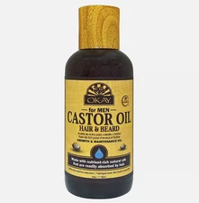 OKAY, MENS CASTOR OIL HAIR BEARD GROWTH MAINTENANCE OIL, 4 oz (1 PC)