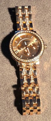 Geneva Rose Gold Gemmed Analog Dress Wristwatch with Crystal Accents