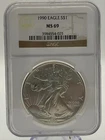 1990 $1 1-oz American Silver Eagle NGC MS69 Brown Label