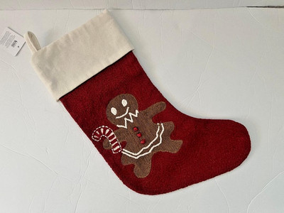NWT Pottery Barn Ms. Spice Crewel Gingerbread Stocking Christmas NO BOW