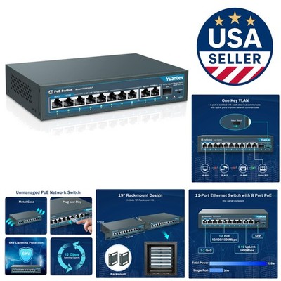 Unmanaged 8-Port PoE+ Switch with 2 Gigabit Uplinks for Seamless Connectivity