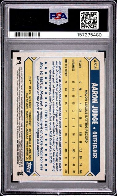 Aaron Judge 2017 Topps Chrome 1987 87T8 RC Yankees PSA 8 view 2