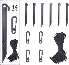 Holiday Inflatable Replacement Stakes  Tether Hooks Set 14PCS Black Durable Kit