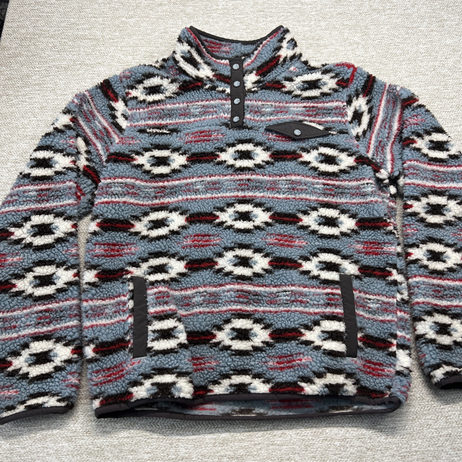 Cinch Pullover Geometric Aztec Southwest design Sherpa fleece