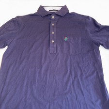 Criquet Players Shirt Polo Men's Medium Pima Cotton Blend Navy Blue Pocket Golf