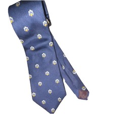 Yves Saint Laurent Blue White Yellow Floral Pattern Men's Tie