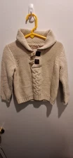 Skyr Kids Sweater Cream Cable Knit Size 2T, Toggle Buttons B-4
