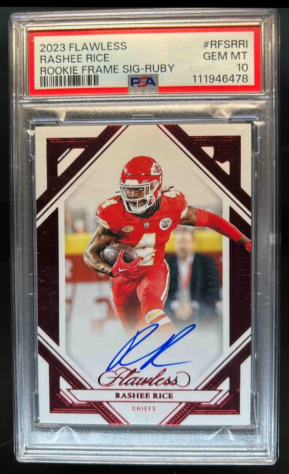 Rashee Rice Panini Flawless Rookie Frame Signatures #RFSRRI Ruby