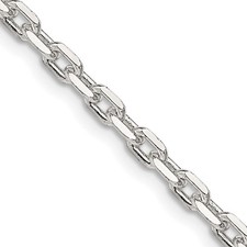 Sterling Silver 3.25mm Beveled Oval Cable Chain Necklace 22"