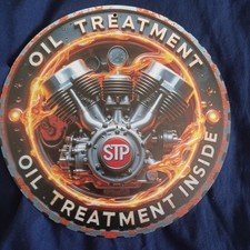 STP Oil Metal Sign 8" Round Man Cave Garage Bar Gas Station Wall Art Auto Gas