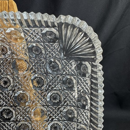 Platter Mikasa Lead Crystal 9.5" Square Dish Hoya Japan Georgian Cut Tableware - Picture 6 of 8