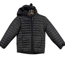 NWT Cat Jack Kids Black Quilted Puffer Jacket Hooded Fleece Lined Size S 6/7