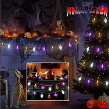 Halloween's String Lights Battery Operated 20 Feet Pumpkin Bat Ghost Decoration