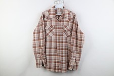 Vintage 60s 70s Big Mac Mens Medium Western Pearl Snap Button Shirt Plaid USA
