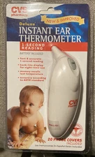 Deluxe Instant Digital Ear Thermometer W/ 20 Covers Stand & Batteries  New