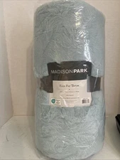 Madison Park Ruched Luxury Throw Premium Soft Cozy Brushed Blue 60"x70"