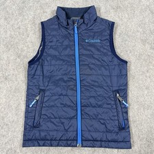 Columbia Omni Heat Quilted Zipper Pockets Vest Unisex Kid's Sz Small 7/8 Blue