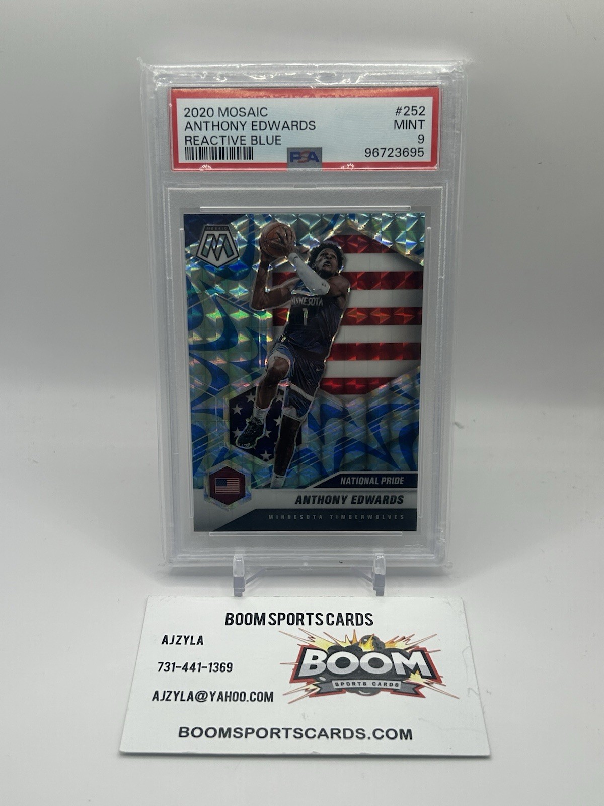 2020-21 Panini Mosaic National Pride Anthony Edwards #252 Reactive Blue PSA 9!